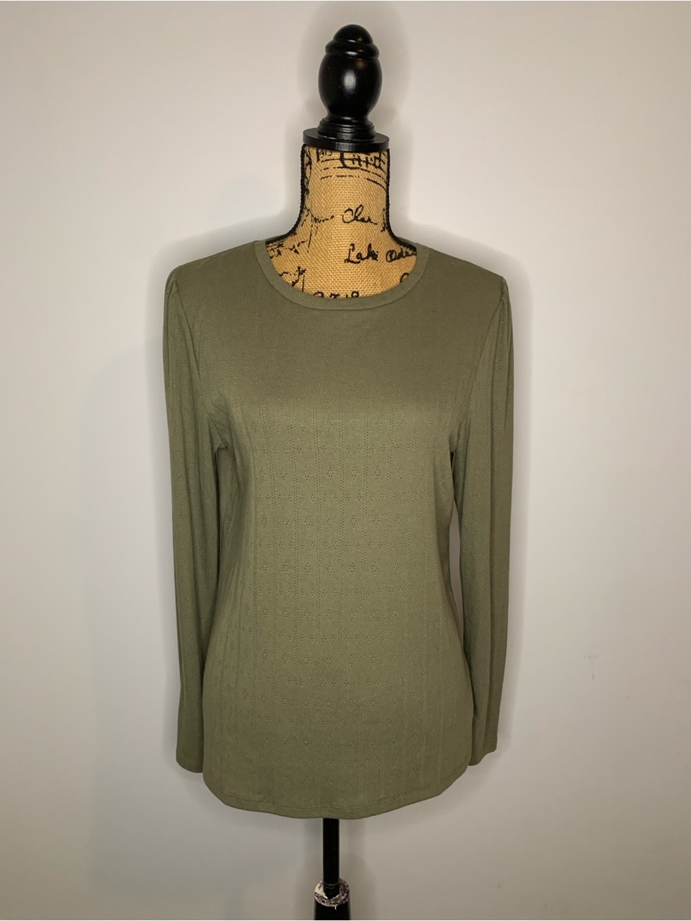 Well Worn Olive Lightweight Knit Long Sleeve Crewneck Top